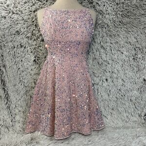 Sequin Bubblegum Pink Glam Prom Mini Dress Square A-line Corset Princess Barbie